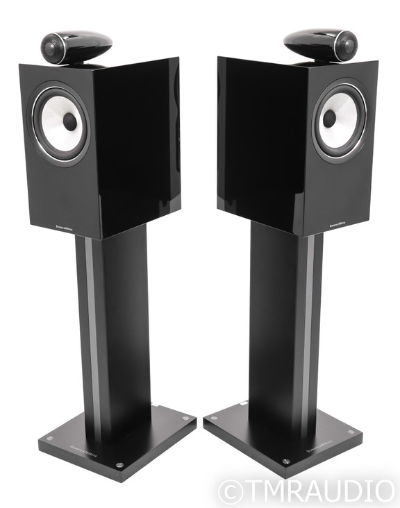 B&W 705 S2 Bookshelf Speakers; S-2; Piano Black Pair w/ Stands