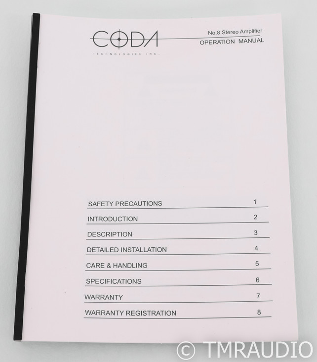 Coda Continuum No. 8 V2 Stereo Power Amplifier (SOLD2)