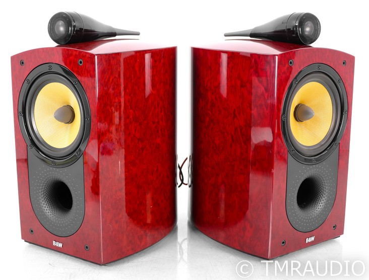 B&W Signature 805 Bookshelf Speakers; Red Birds Eye Pair The Music Room