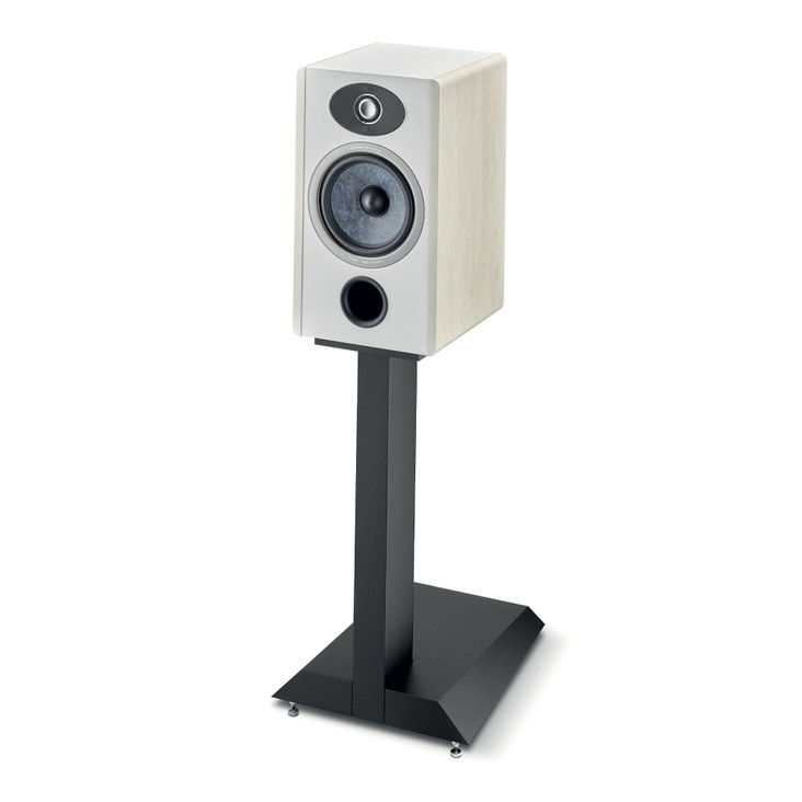 Focal Vestia No. 1 Bookshelf Speakers, light wood on stand