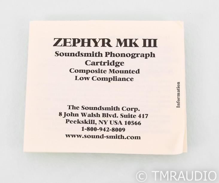 Soundsmith Zephyr MkIII Moving Iron Phono Cartridge; MI; Mark 3 (SOLD)