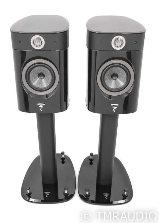 Focal Sopra No. 1 Bookshelf Speakers; Black Lacquer Pair w/ Stands; N1