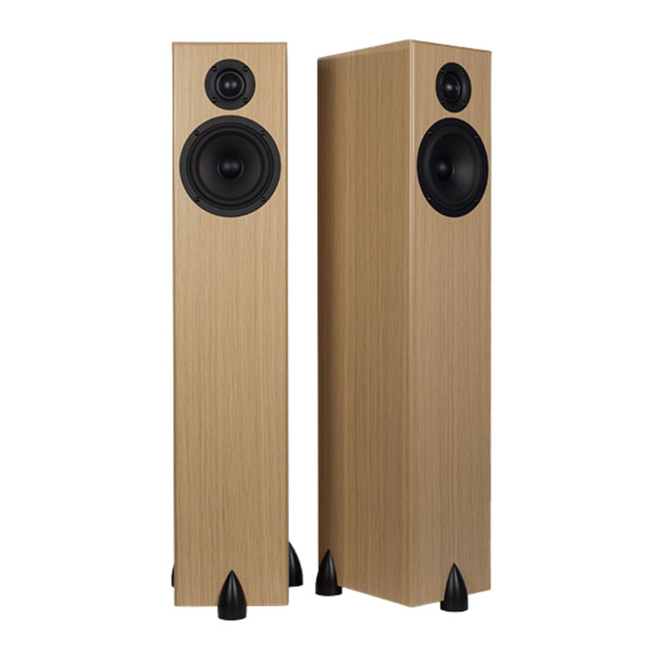 Totem Acoustic Bison Tower Floorstanding Speakers, white oak pair