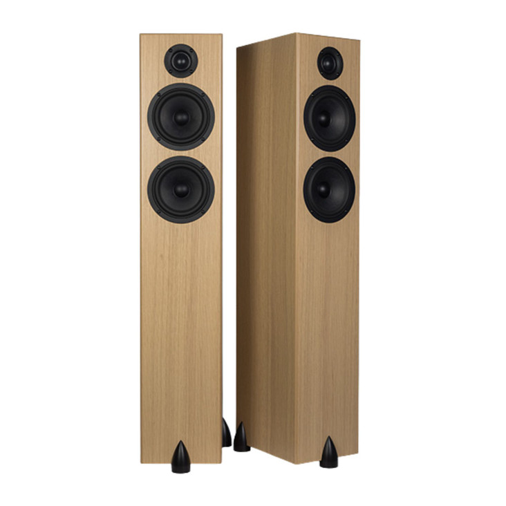Totem Acoustic Bison Twin Tower Floorstanding Speakers, white oak pair