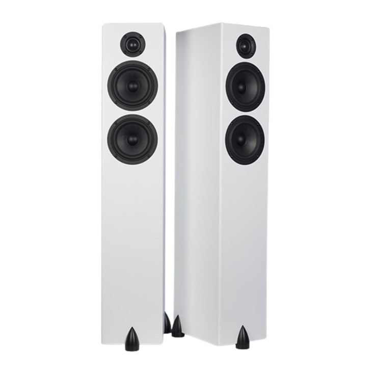 Totem Acoustic Bison Twin Tower Floorstanding Speakers, white satin pair