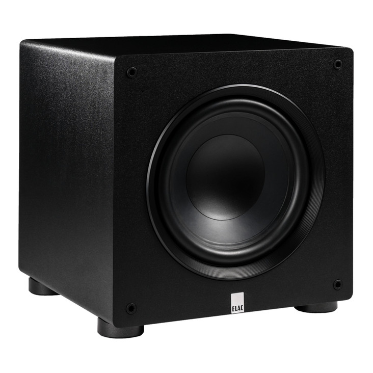 ELAC Varro PS350 12" Premium Powered Subwoofer, gloss black angled view