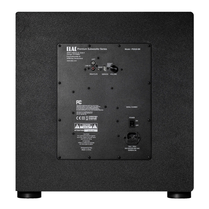 ELAC Varro PS500 15" Premium Powered Subwoofer, gloss black rear panel