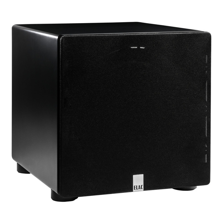 ELAC Varro RS700 12" Reference Powered Subwoofer angled view with grill