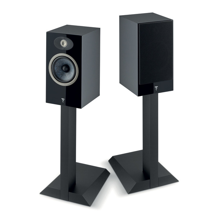 Focal Theva No. 1 Bookshelf Speakers, black pair on stands