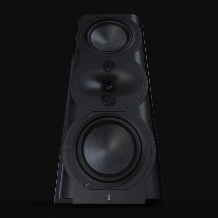 Perlisten R5m Monitor Speaker, low angle view black background