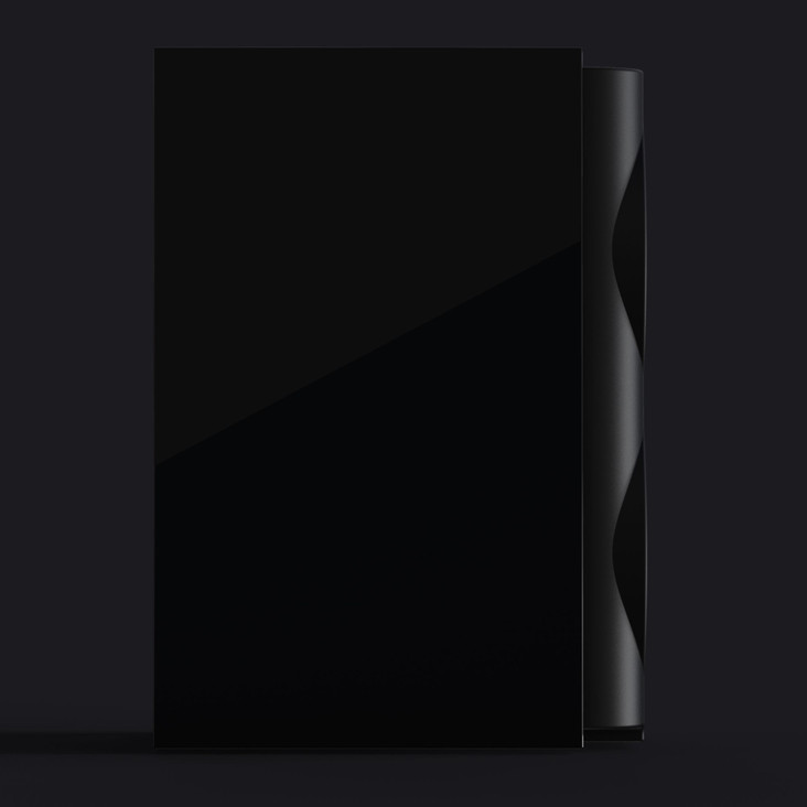 Perlisten R4b Bookshelf Speakers, piano black side profile view