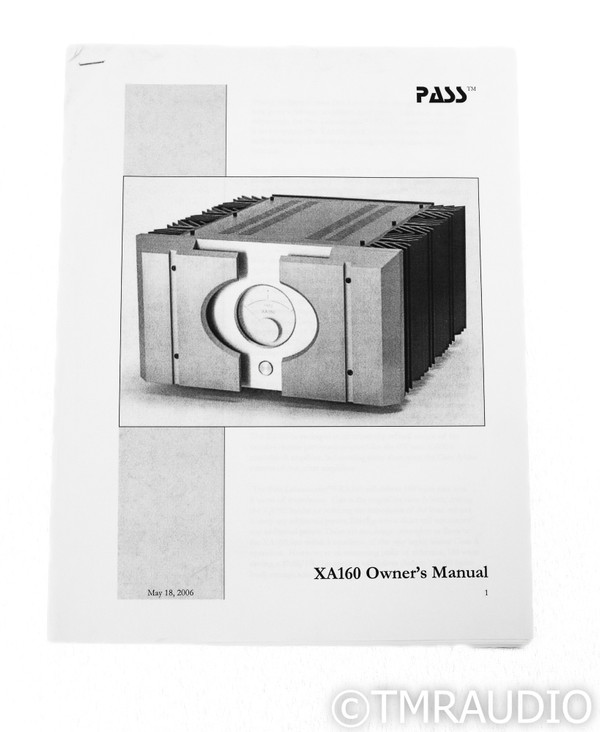 Pass Labs XA160 Mono Power Amplifiers; Silver Pair; XA-160