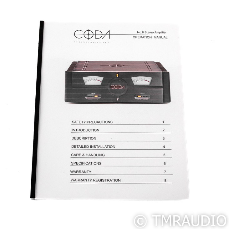 Coda Continuum No. 8 Stereo Power Amplifier; Black