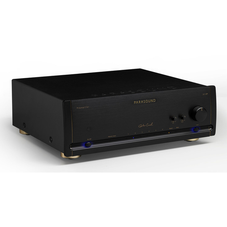 Parasound Halo JC 2 BP Preamplifier with Bypass, black angled view
