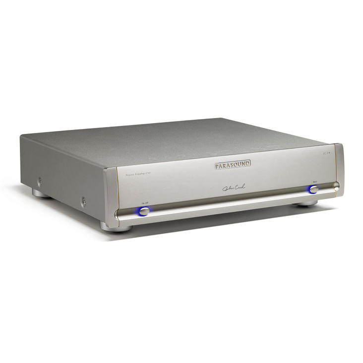 Parasound Halo JC 3+ Phono Preamplifier, silver angled view