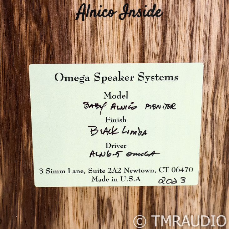 Omega Speaker Systems Baby Alnico Monitor Bookshelf Speakers; Black Limba Pair