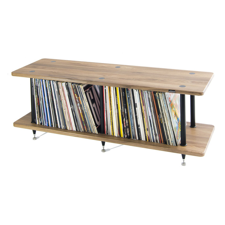 Solidsteel VL Series Hi-Fi Rack with Vinyl Storage, walnut 2 shelves