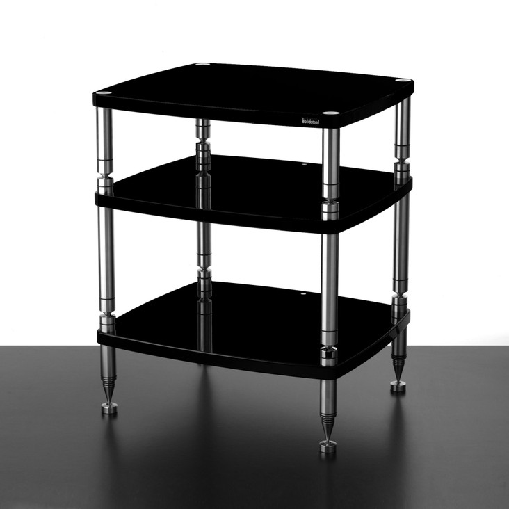 Solidsteel HF Series Hi-Fi Rack, gloss black 3 shelves