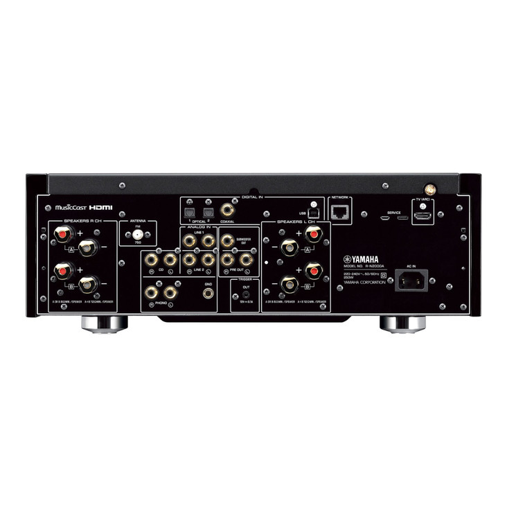 Yamaha R-N2000A Network Receiver rear panel, inputs and outputs