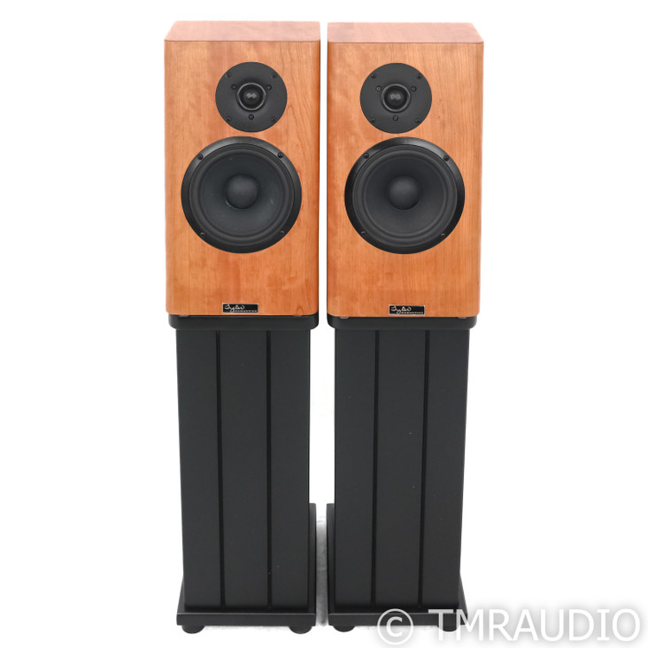 Tyler Acoustics Timekeeper T1 Bookshelf Speakers; Cherry Pair w/ Stands