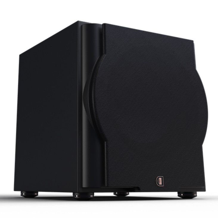 Perlisten R12s Powered Subwoofer front angled view with grill