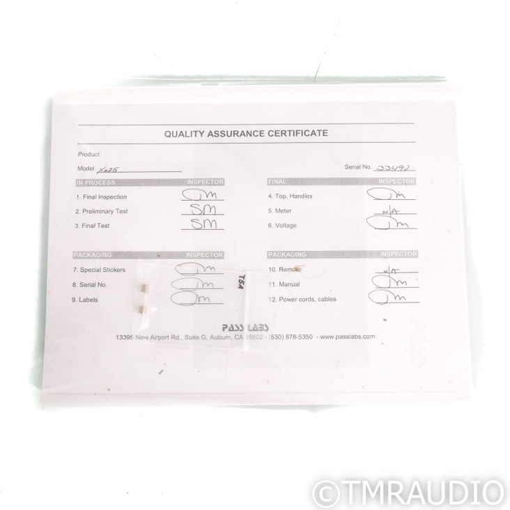 Pass Labs XA25 Stereo Power Amplifier (SOLD9)