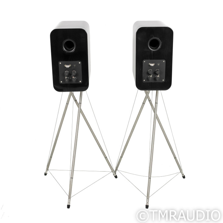 Q Acoustics Concept 300 Bookshelf Speakers w/ Stands; Silver Ebony Pair