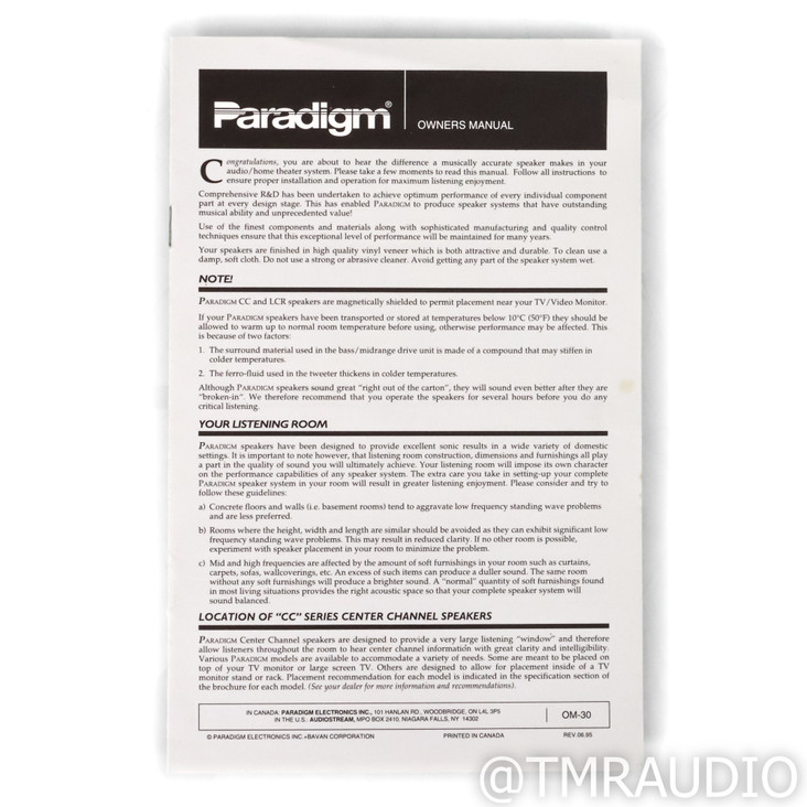 Paradigm CC-450 Center Channel Speaker; Black