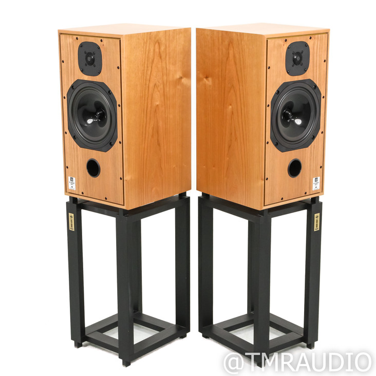Harbeth HL Compact 7ES-3 XD Bookshelf Speakers; Cherry Pair w/ Ton Trager Stands