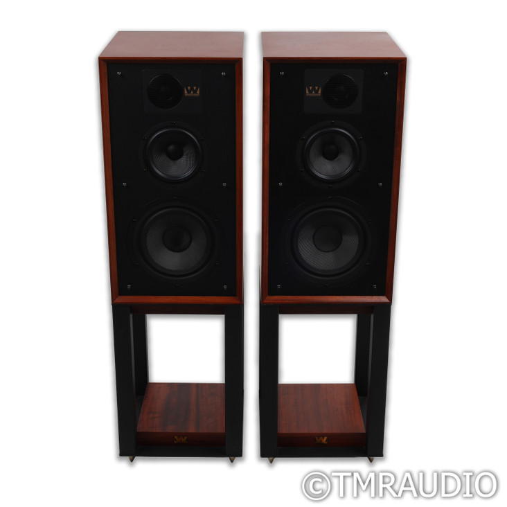 Wharfedale Linton 85th Anniversary Bookshelf Speakers; Mahogany Pair w/ Stands