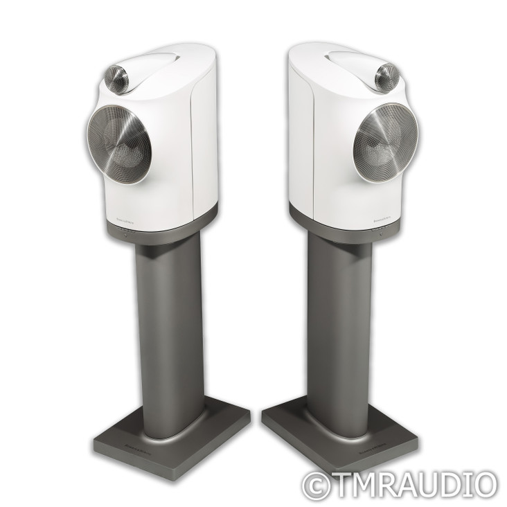 B&W Formation Duo Wireless Active Bookshelf Speakers; White Pair w/ Stands