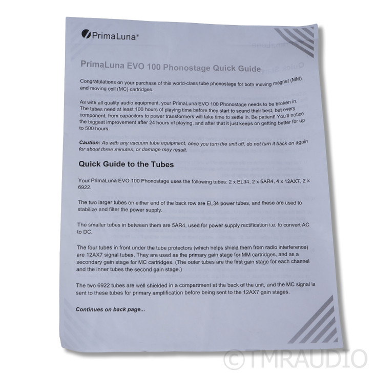 PrimaLuna Evo 100 Tube MM / MC Phono Preamplifier (SOLD2)