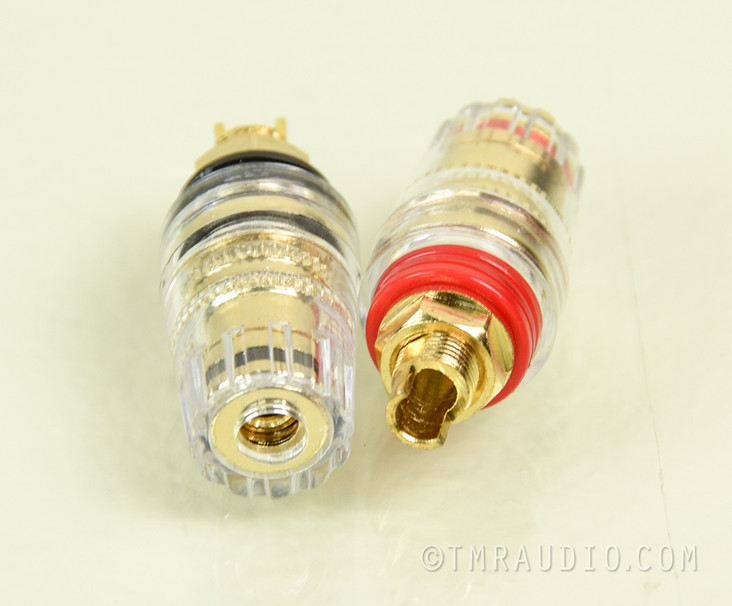 Pair Speaker Cable Terminals; 5 Way Binding Posts; Solid Copper; 24k