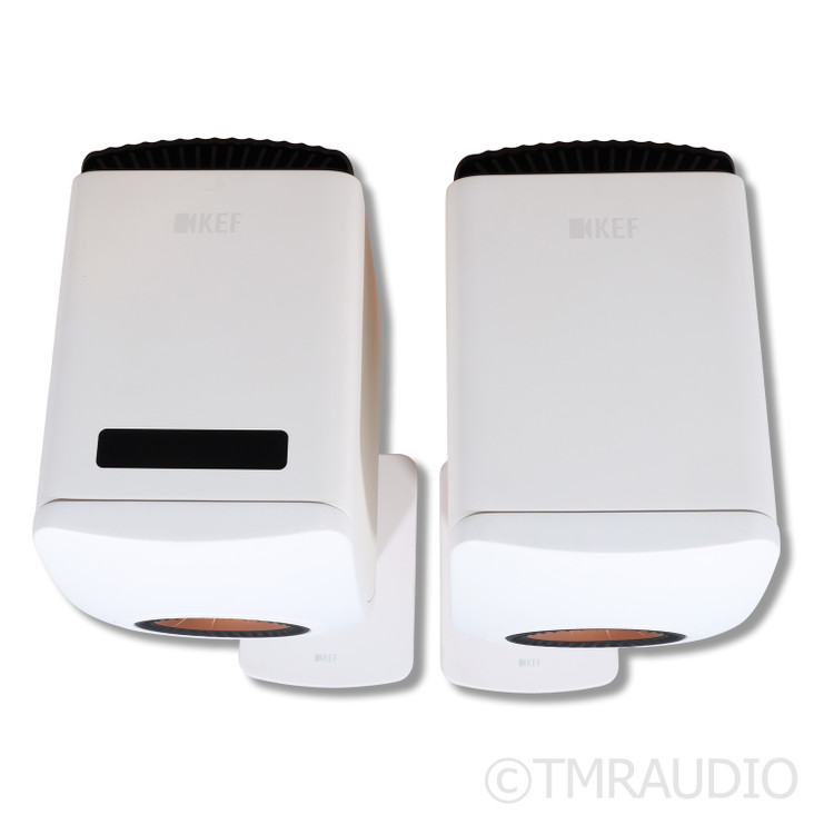 KEF LS50 Wireless II Active Bookshelf Speakers; White Pair with Stands