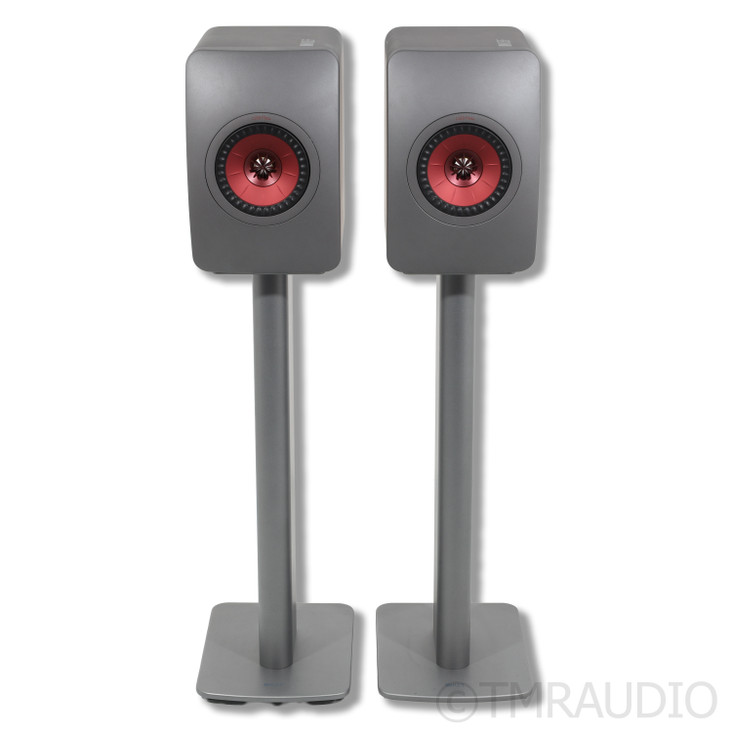 KEF LS50 Meta Bookshelf Speakers; Titanium Pair w/Stands