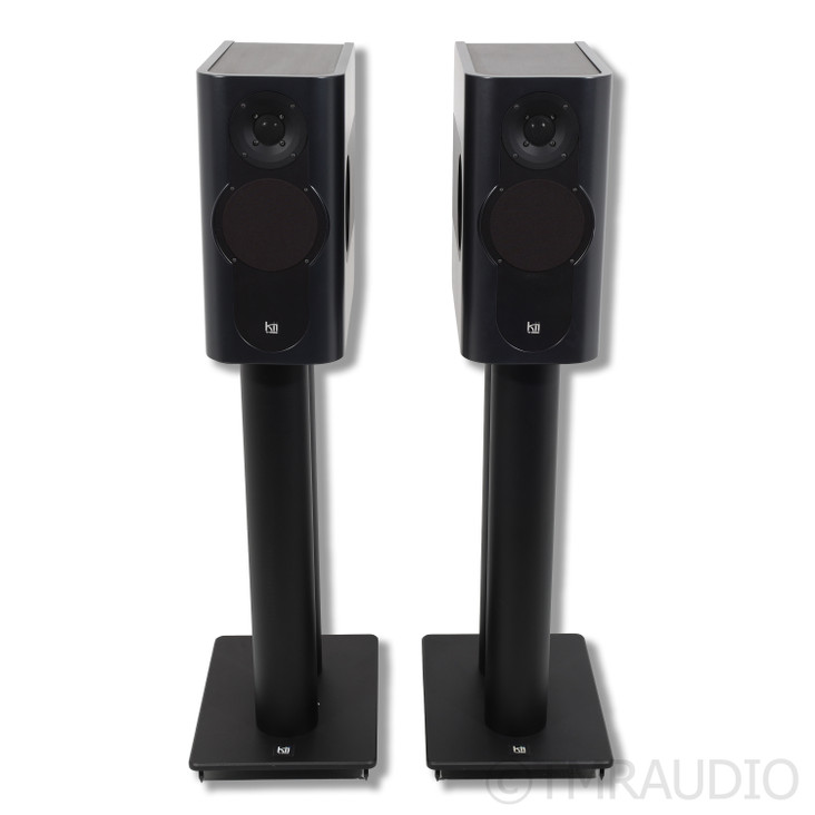 Kii Three Bookshelf Speakers; Dark Gray Pair with Stands and Kii Control Module