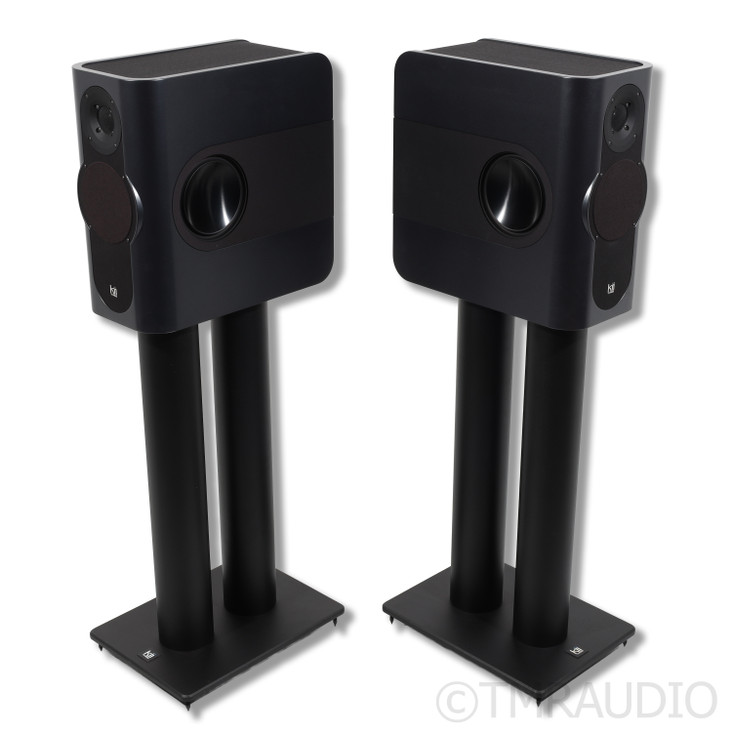 Kii Three Bookshelf Speakers; Dark Gray Pair with Stands and Kii Control Module