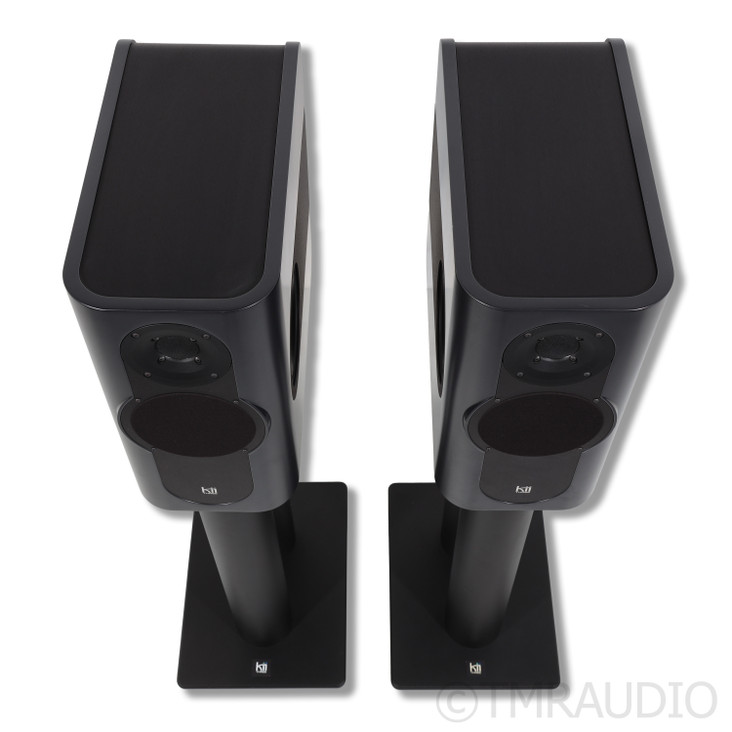 Kii Three Bookshelf Speakers; Dark Gray Pair with Stands and Kii Control Module