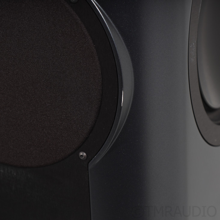 Kii Three Bookshelf Speakers; Dark Gray Pair with Stands and Kii Control Module