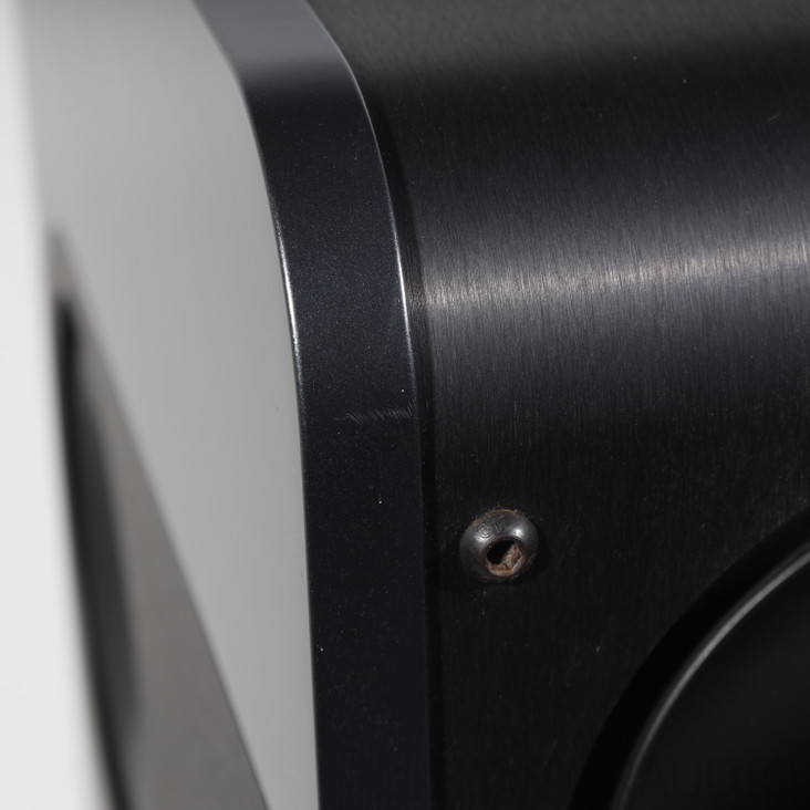 Kii Three Bookshelf Speakers; Dark Gray Pair with Stands and Kii Control Module