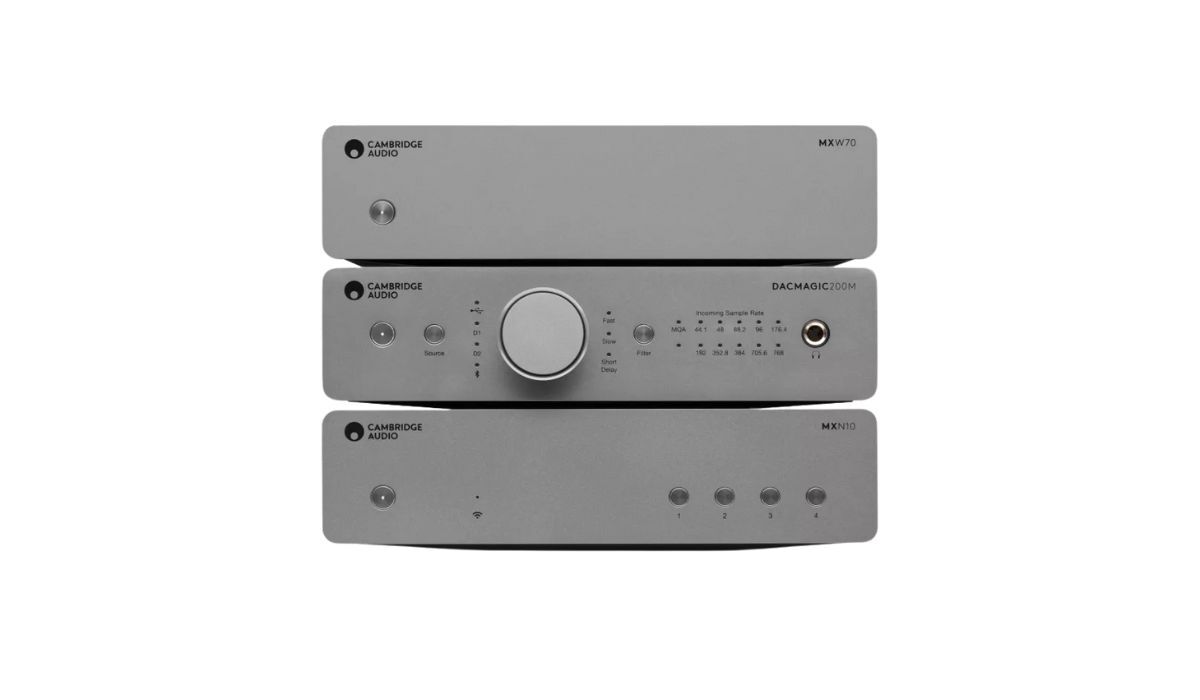 Cambridge MXW70 Compact 70W Power Amplifier, in stack with the other MX series units