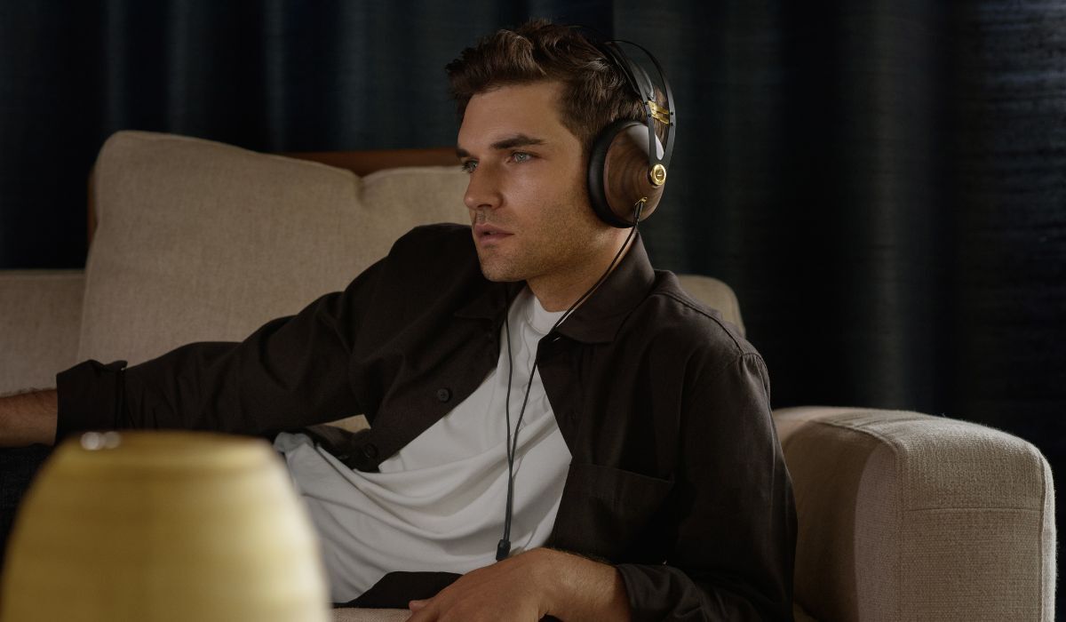 Meze 99 Classics 2nd Gen Closed-Back Headphones, in use showing adjustable headband and comfortable design