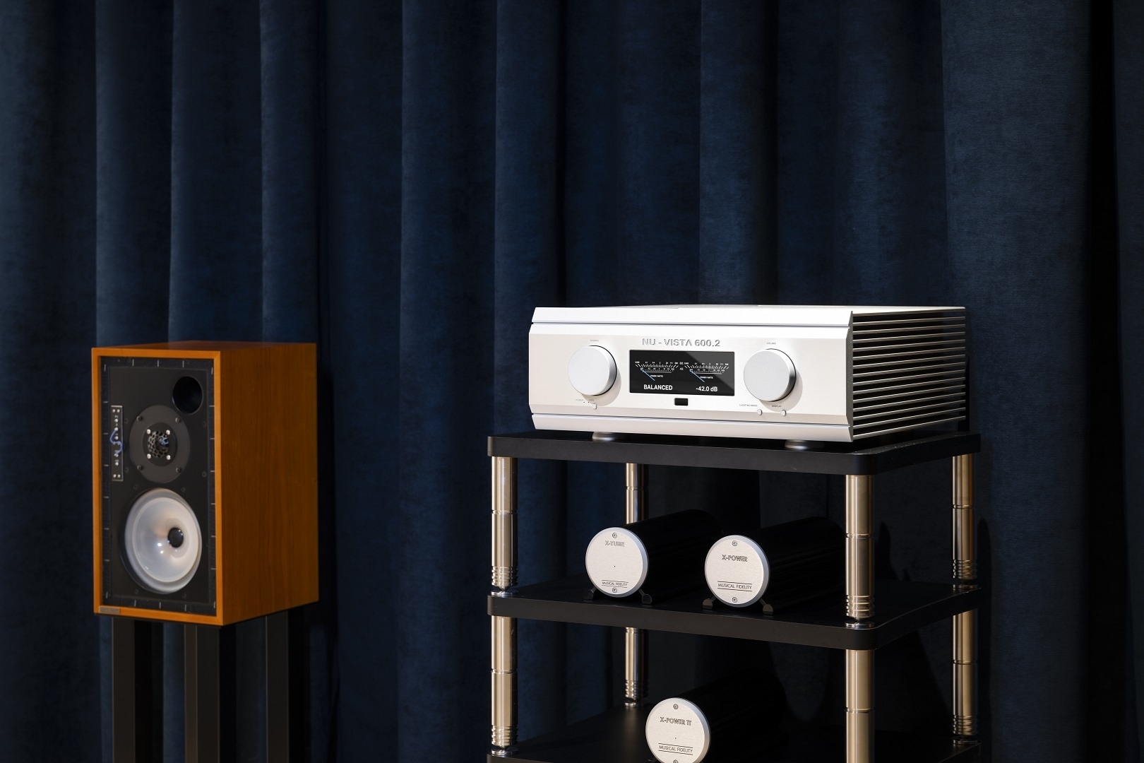 Nu-Vista 600.2 integrated amplifier in high-end HiFi rack system