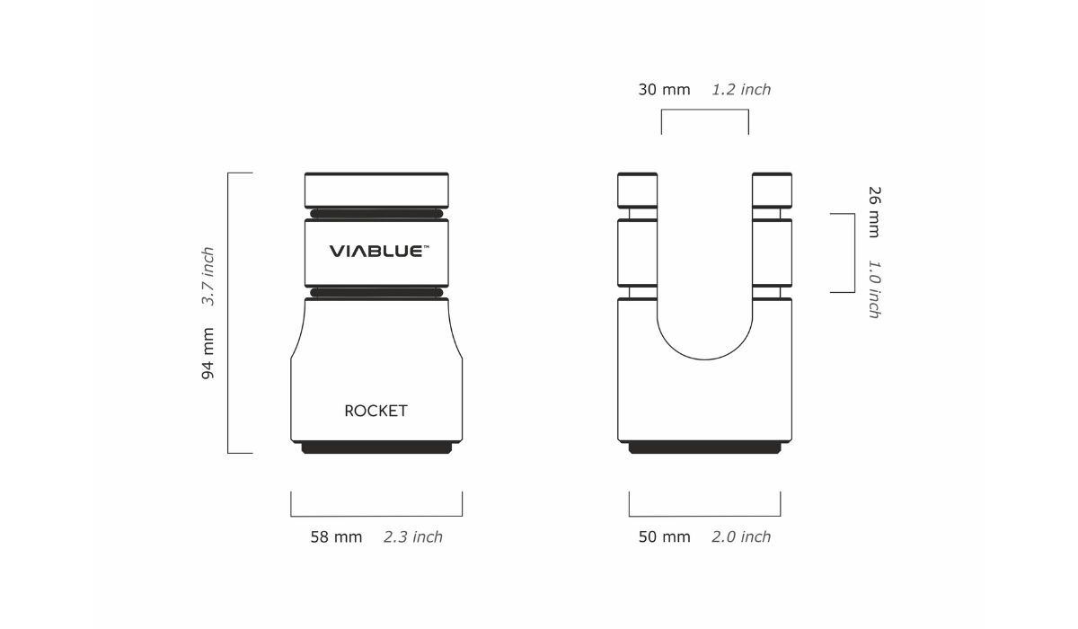 VIABLUE Rocket Cable Lifter diagram, showing dimensions