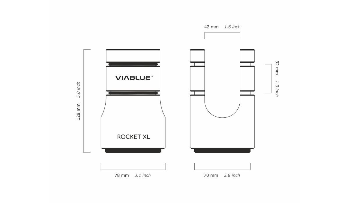 VIABLUE Rocket XL, diagram showing dimensions