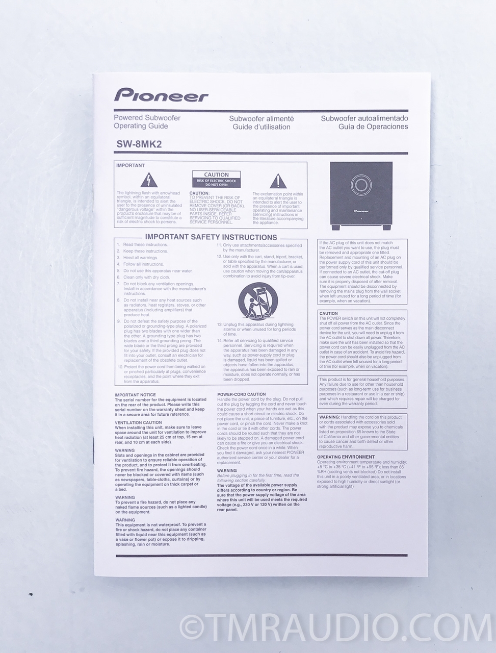Pioneer SW-8MK2 Powered Subwoofer The Music Room