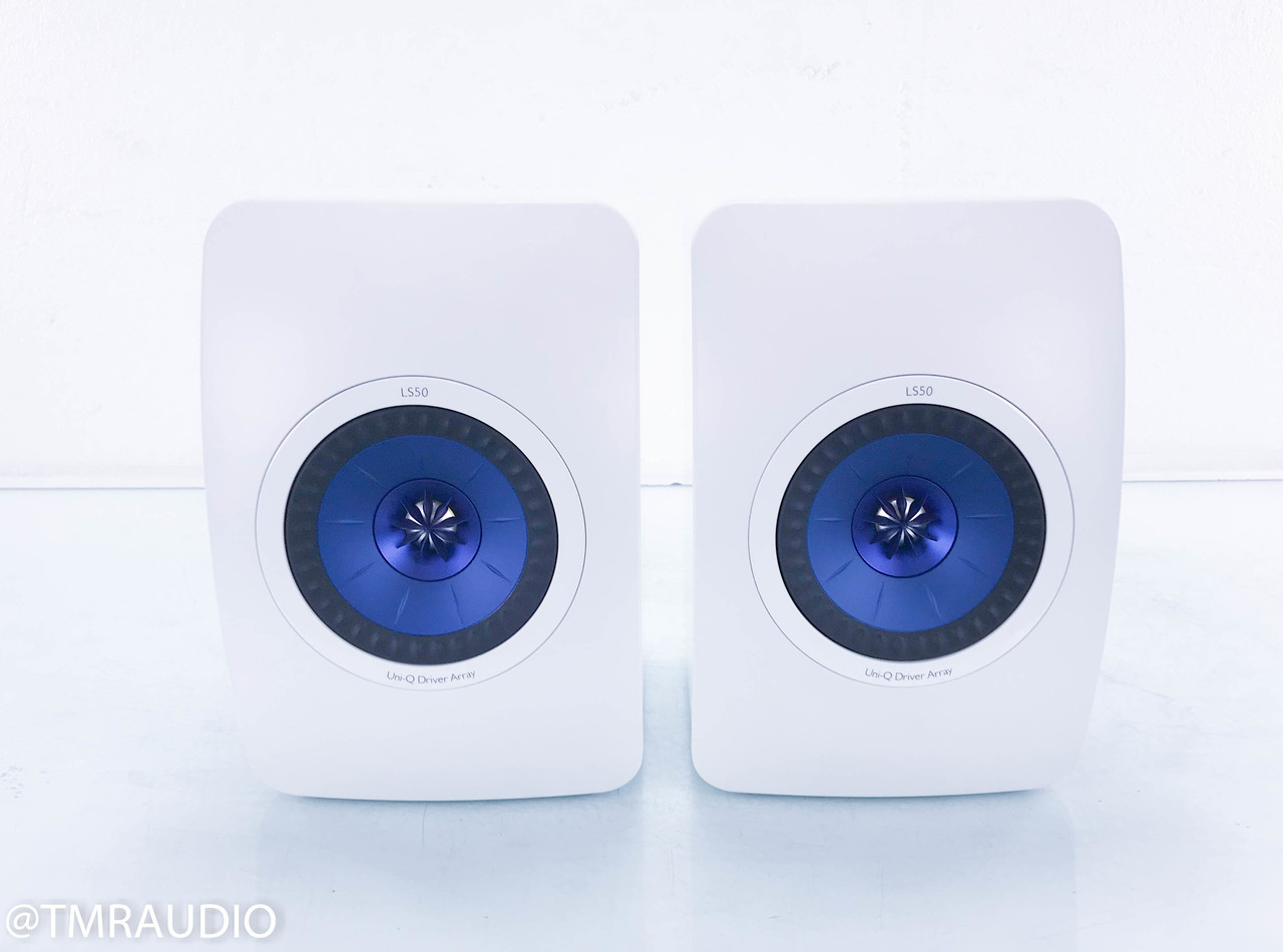 Kef Ls50 White Blue KEF LS50 Bookshelf Speakers; White Pair; Blue