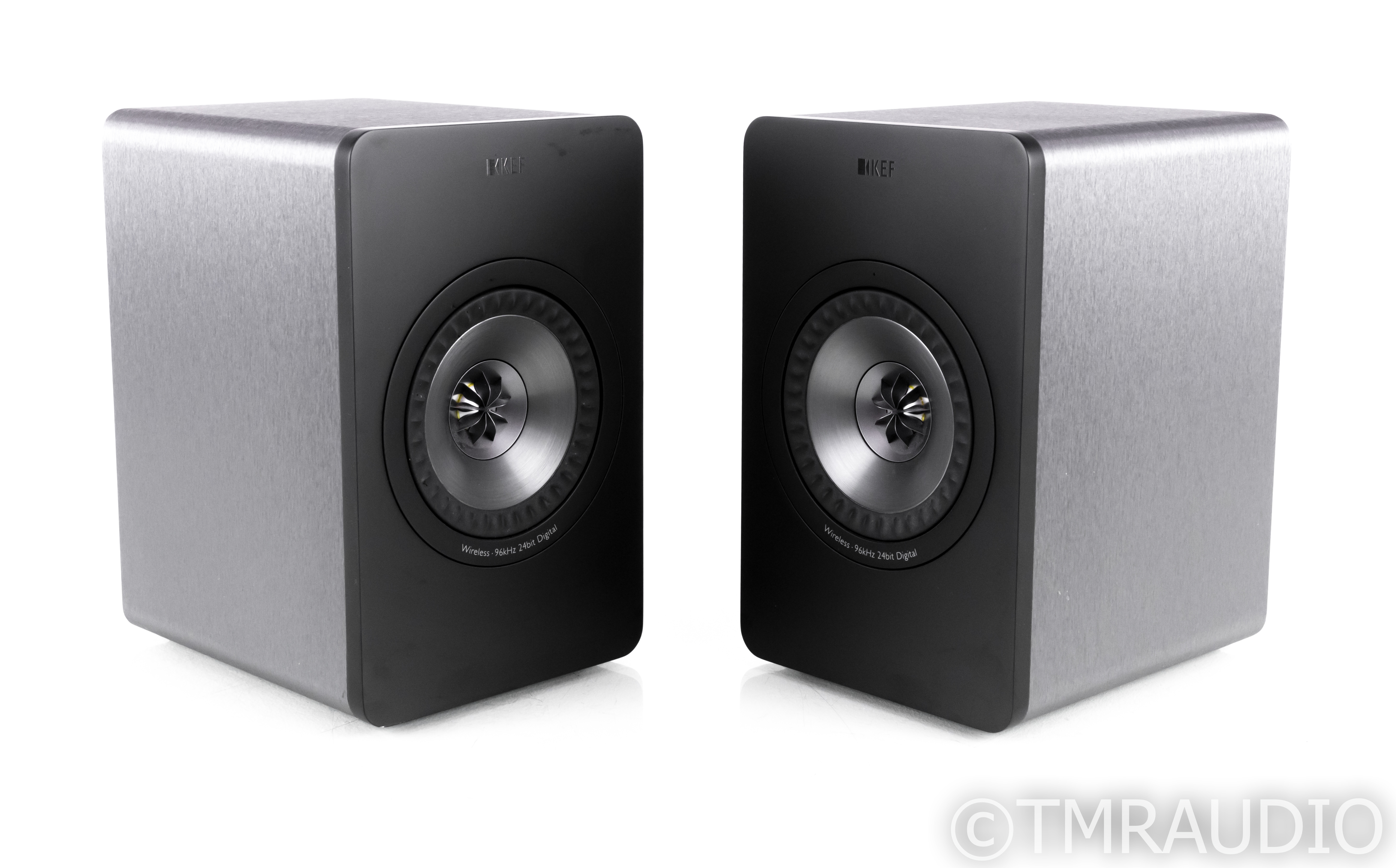 KEF X300A Wireless Bookshelf Speakers; Gunmetal Pair; AS-IS (Left Speaker  Out)