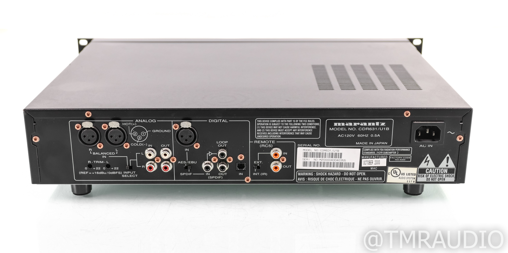 Marantz Professional CDR631 CD-R / CD-RW Recorder; CDR-631