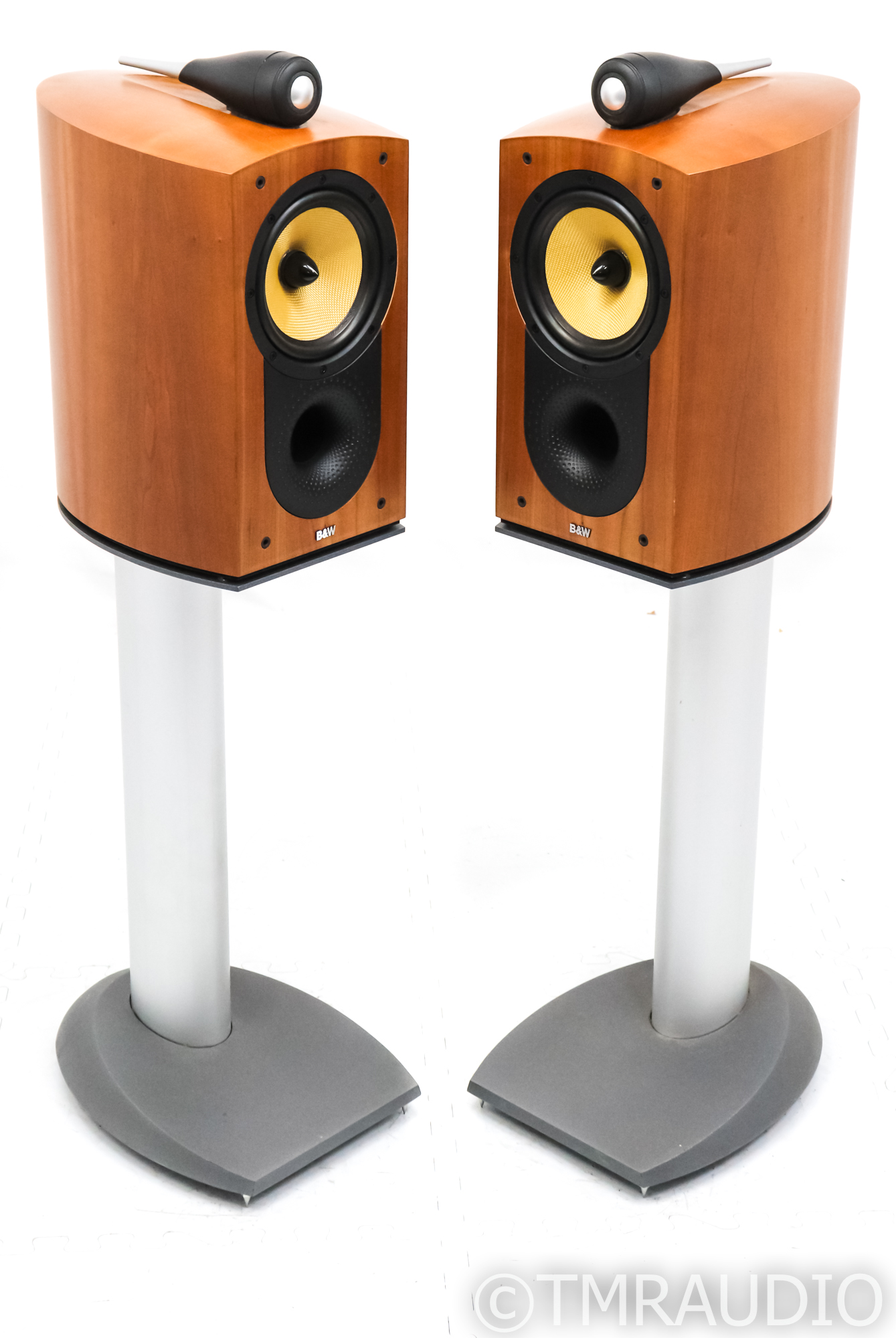 B&W Nautilus 805 Bookshelf Speakers; Cherry Pair w/ Stands - The